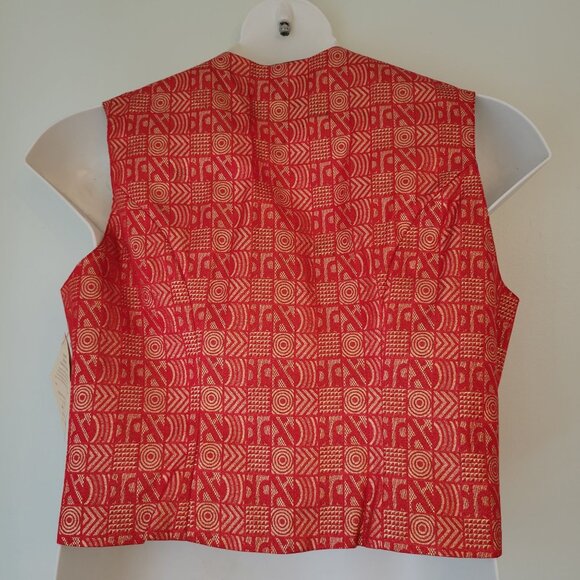 Hobby Horse‎ Red Metallic Vest L USA Horseman Show Geometric Print - Picture 2 of 5